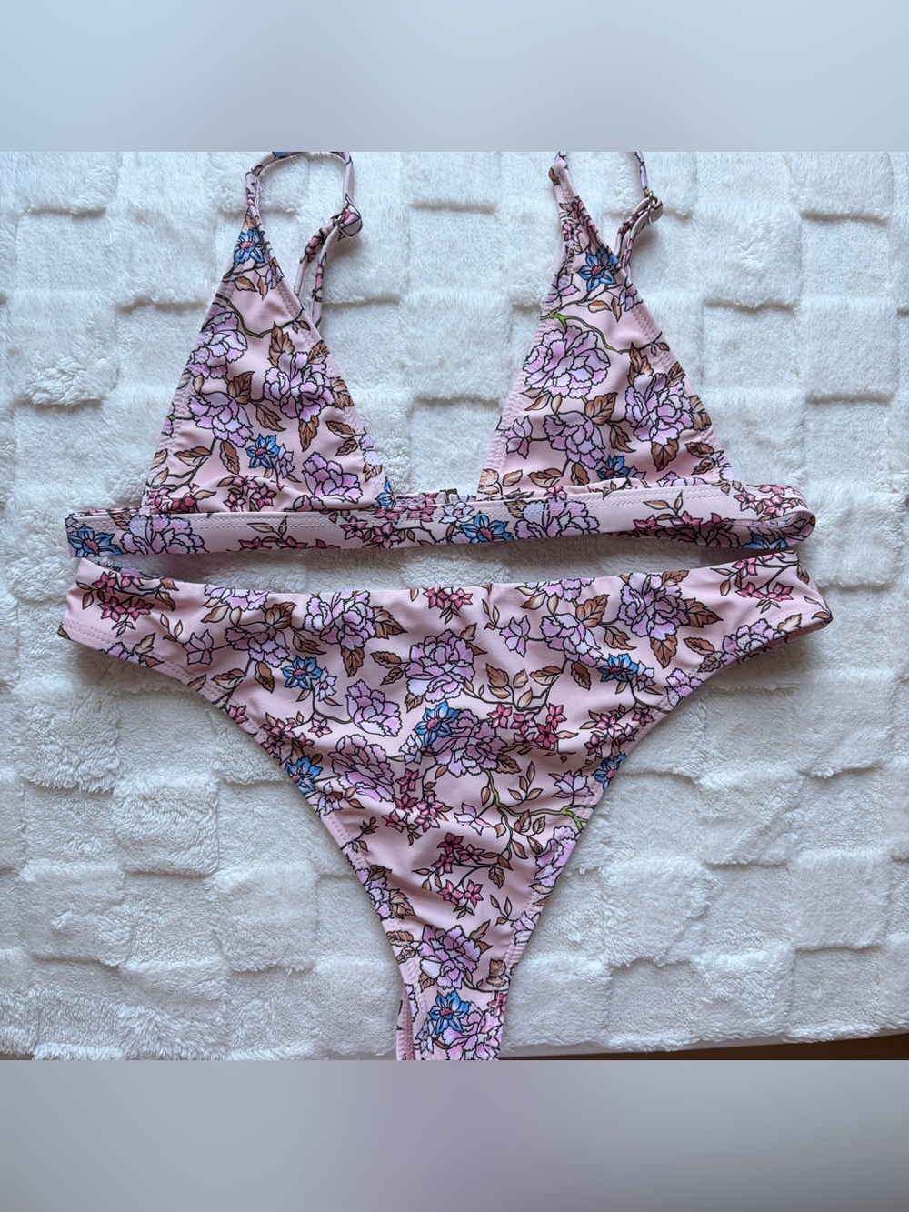 Floral Pink Triangle Bikini Set - Picture 2 of 9